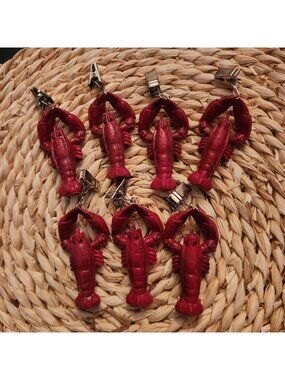 7 Boston Warehouse RED Lobster Tablecloth Weights Clips